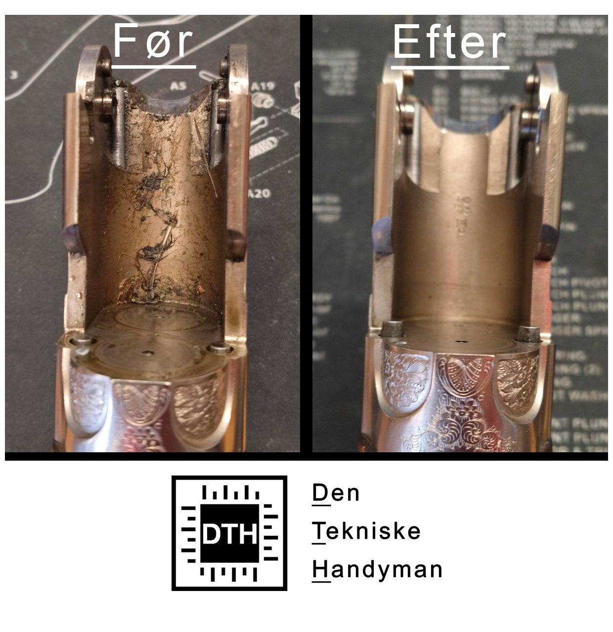Haglgev�r baskyle f�r og efter professionel v�benvedligeholdelse hos DTH